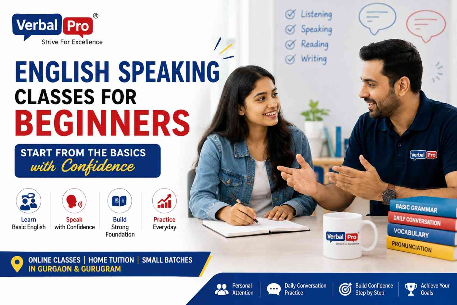 English speaking classes for beginners in Gurgaon at Verbal Pro